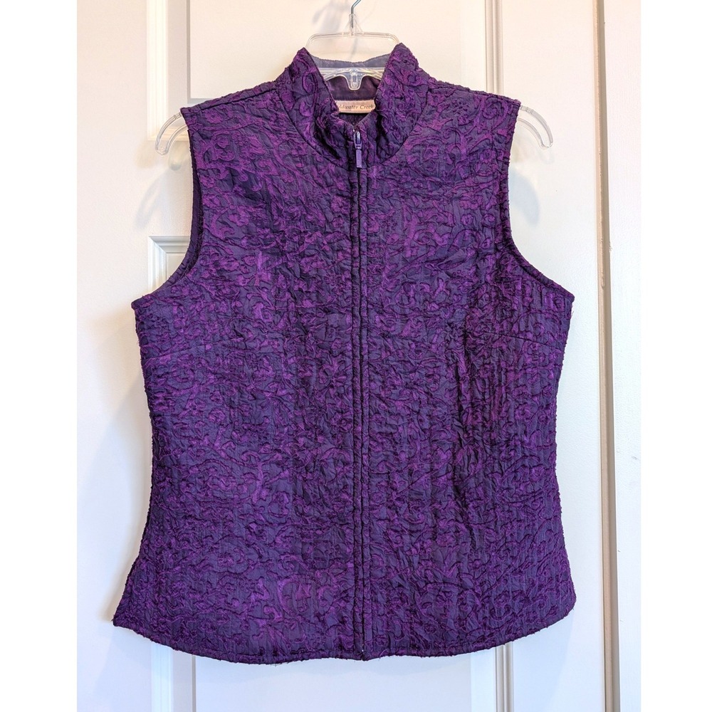 Coldwater Creek Textured Damask Vest Purple